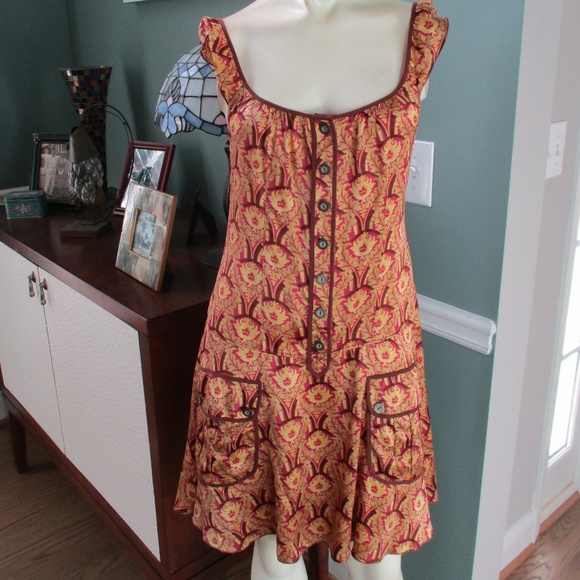 Free People Dresses & Skirts - Free People Pink Gold Silk Floral Dress 2